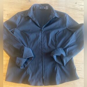 DCC Missy Chic Black Women's Zipper Down Shirt‎ L Preloved